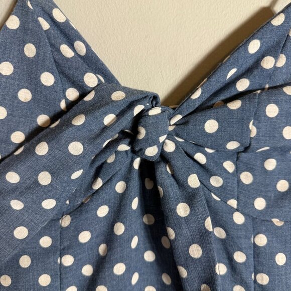 Paper Crane Polka Dot Bodycon Mini Dress Women's Medium Blue White Pin-Up Retro - Picture 7 of 14